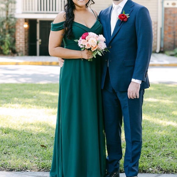 Birdy Grey Spence Chiffon Dress No Slit XL Emerald Green - Picture 3 of 3